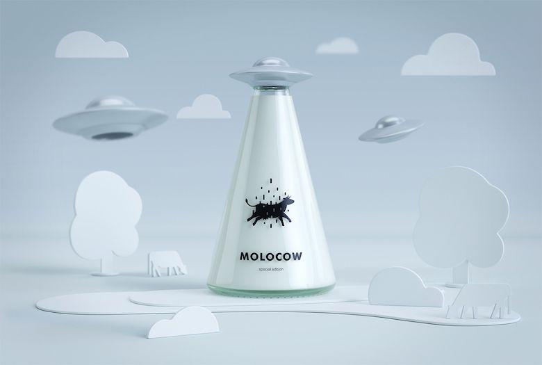 UFO Alien Logo - How Cool Is This Milk Packaging That Looks A UFO Abducting A Cow?