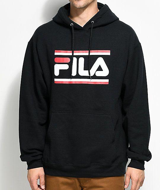 Black Fila Logo - FILA Logo Black Hoodie | Zumiez