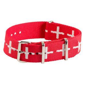 White Cross Watch Logo - Red White Cross Classic Stainless Steel Nylon NATO Replacement Watch ...
