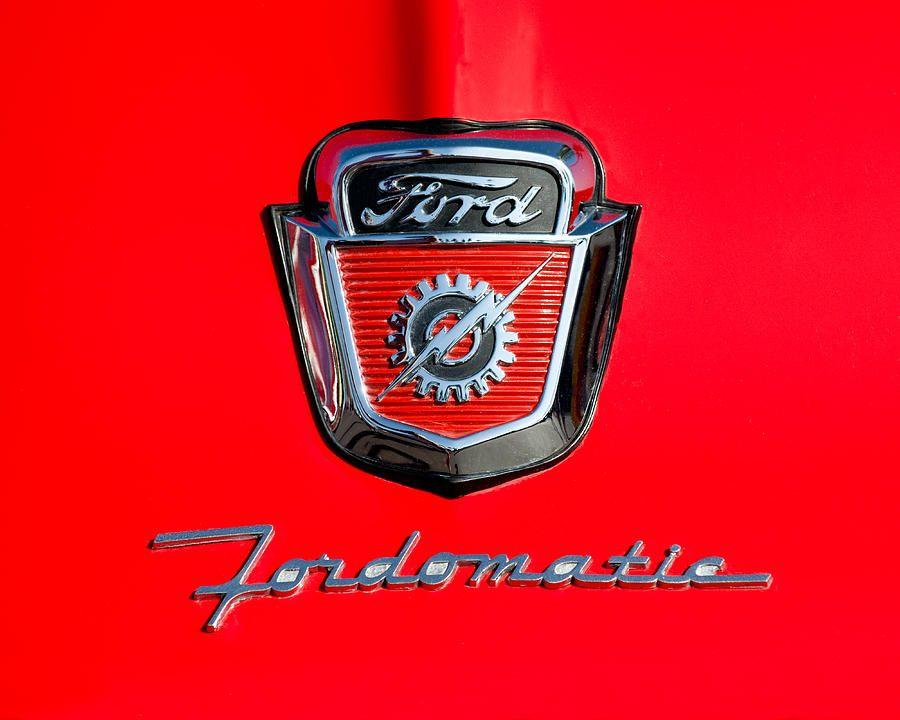 Old Ford Pickup Logo - 1950's Ford F-100 Fordomatic Pickup Truck Hood Emblems Photograph by ...
