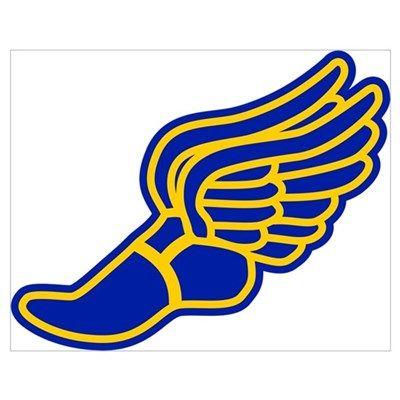 Blue Winged Foot Logo - Blue and gold track foot Wall Art Poster