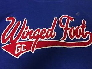 Red Flying Foot Logo - Winged Foot Golf Club logo - hooded sweatshirt - Royal with front ...