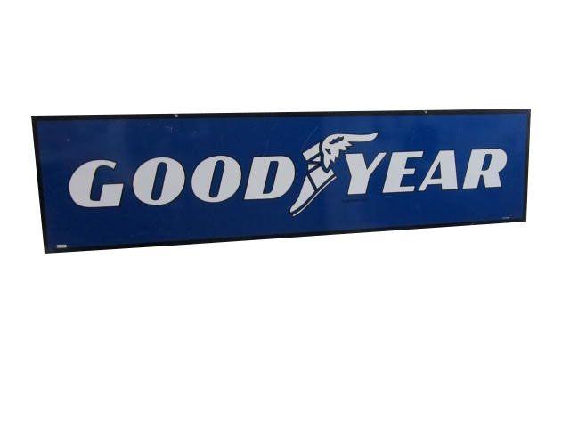 Blue Winged Foot Logo - N.O.S. Goodyear Tires horizontal tin sign with winged foot lo