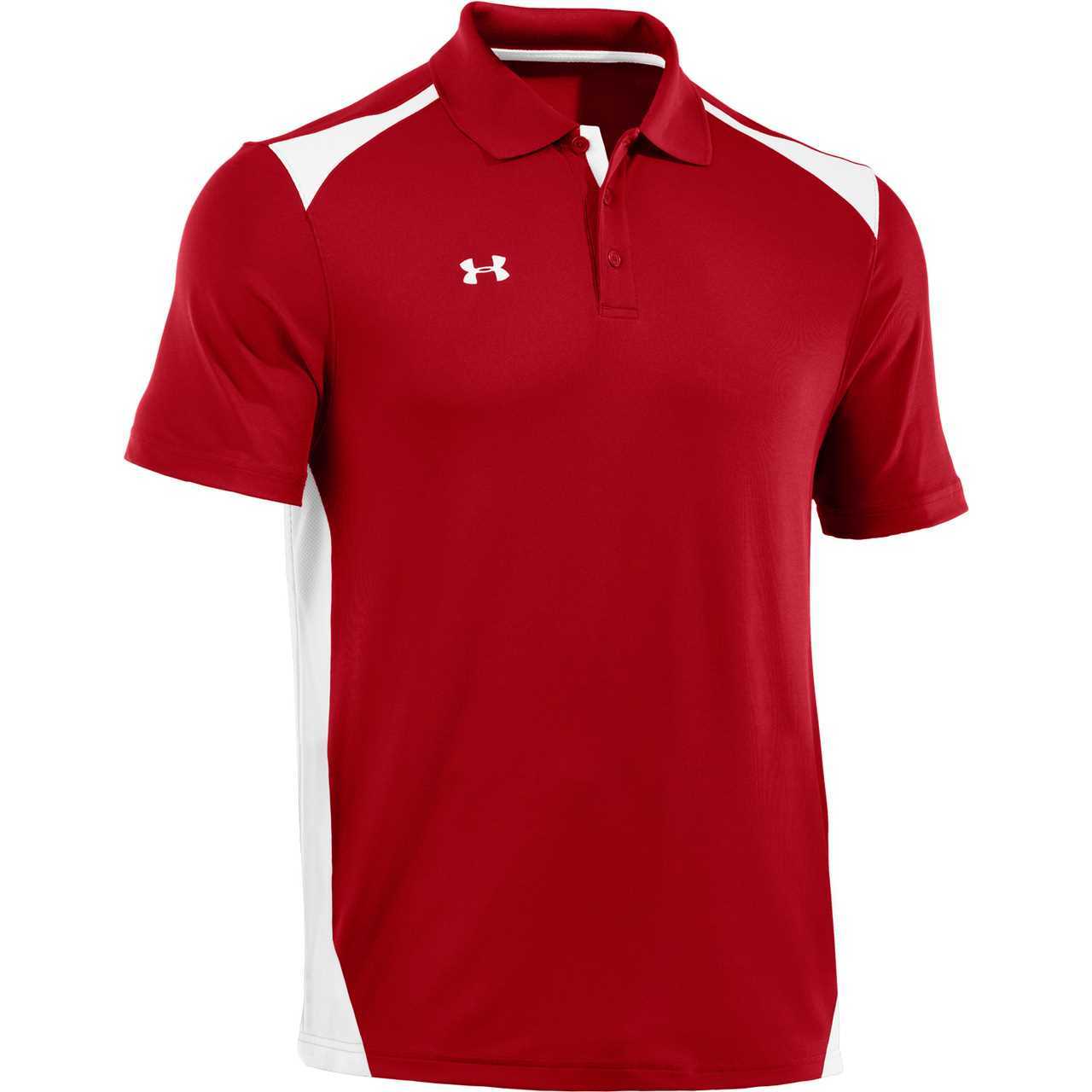 Under Armour Red and White C Logo - Under Armour Team CB Polo - Red/White/White