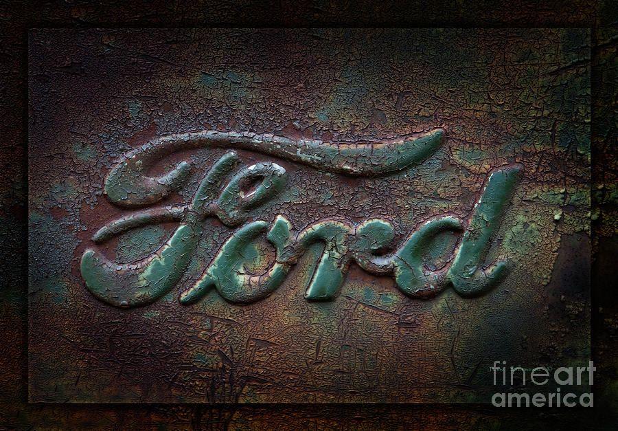 Old Ford Pickup Logo - Detail Old Rusty Ford Pickup Truck Emblem Photograph by John ...