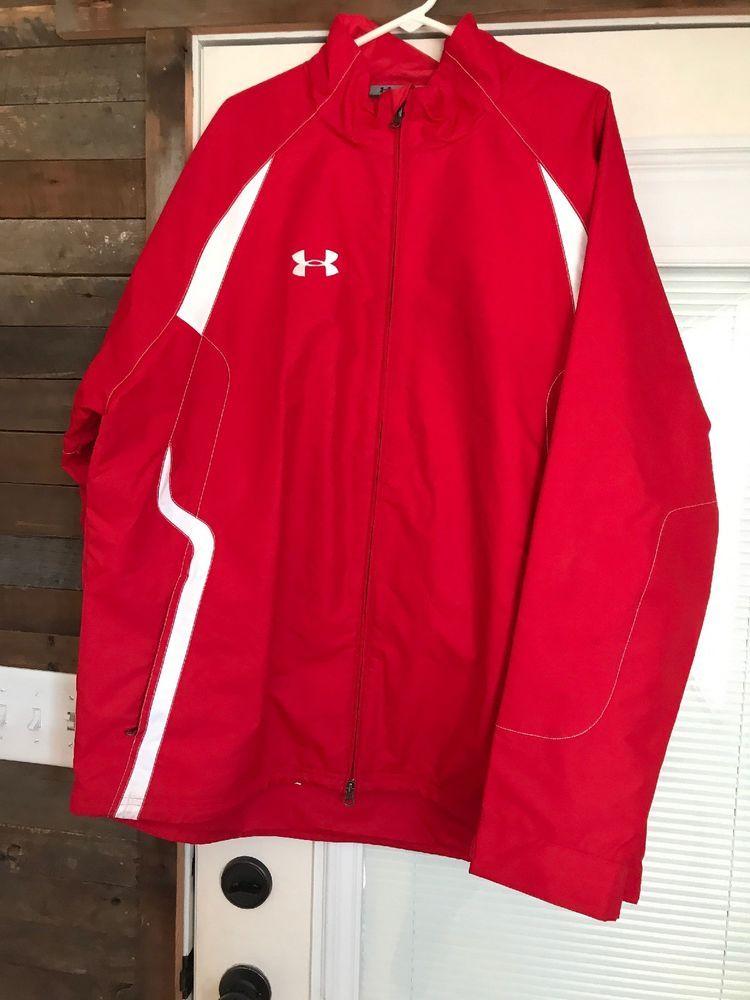 Under Armour Red and White C Logo - Mens XXL Red And White Under Armour Windbreaker Zip Front Jacket
