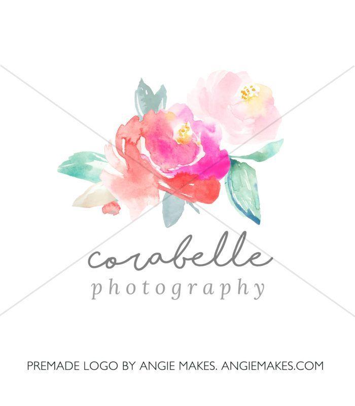 Cute Flower Logo - This Cute Watercolor Flower Bouquet Logo Includes Cute, Modern Text ...