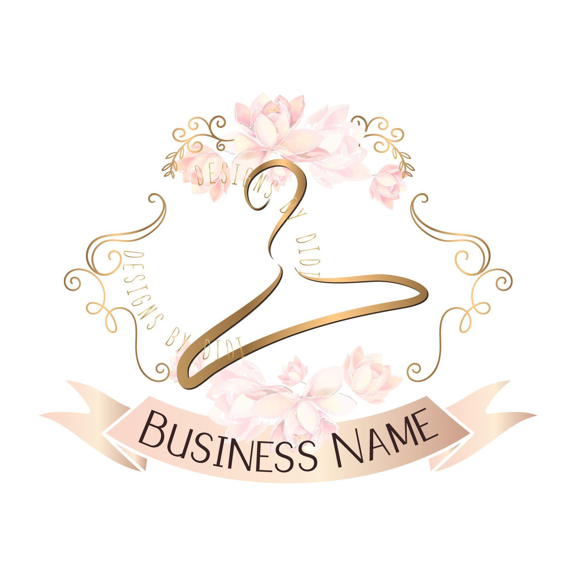Cute Flower Logo - Custom logo design, hanger logo, cute pink logo hanger, hanger