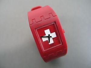 White Cross Watch Logo - unusual Swatch Watch, red band & dial w/ white cross MINT COND new ...