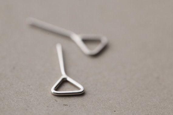 Empty Triangle Logo - silver empty triangle stud earrings, sterling silver, post earrings