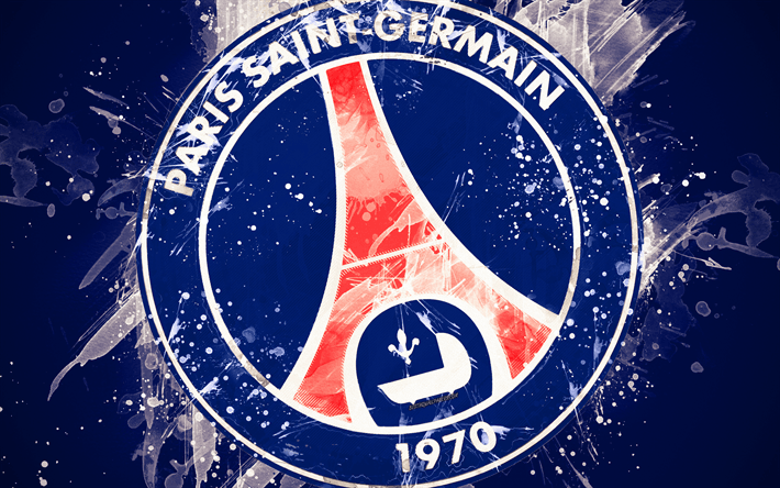 Paris Team Logo - Download wallpapers PSG FC, Paris Saint-Germain FC, 4k, paint art ...