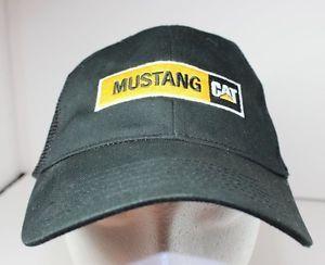 Mustang Cat Logo - MUSTANG CAT CATERPILLAR EMBROIDERED BLACK MESH TRUCKERS HAT ...