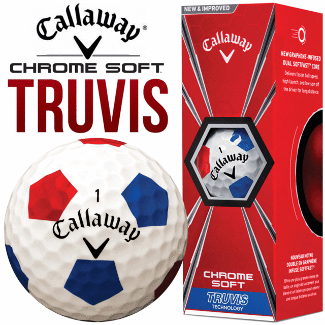 White with Red Ball Logo - Callaway 2018 Chrome Soft Truvis Red White & Blue Dozen Golf Balls ...