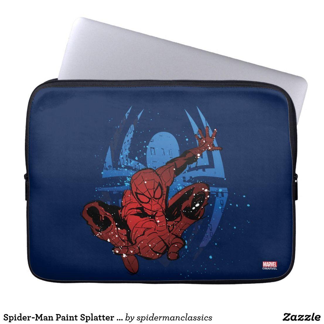 Laptop Microsoft Surface Logo - Spider Man Paint Splatter & Logo Graphic Laptop Sleeve. Custom