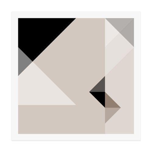 Black Triangles Logo - Brown Beige Black Triangles Geometric Print