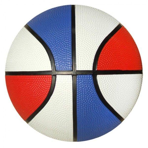 White with Red Ball Logo - Custom Logo Red/ White/ Blue Mini Rubber Basketball