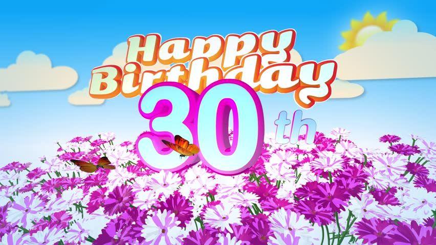 Birthday Flower Logo - Animated Happy 30th Birthday Card Stock Footage Video (100% Royalty ...