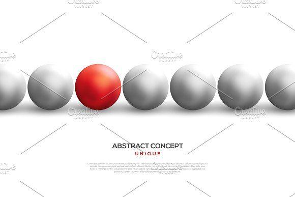 White with Red Ball Logo - Unique red ball among white ones in row Illustrations Creative