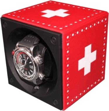 White Cross Watch Logo - Swiss Kubik SK01.FA001 Single Watch Winder In Leather with White