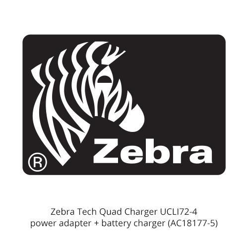 Zebra Tech Logo - PCM. Zebra Tech, Quad Charger UCLI72 4 Adapter + Battery