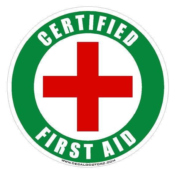 First Aid Red Cross Logo - Certified First Aid w/Red Cross Decal [dec-hh ...
