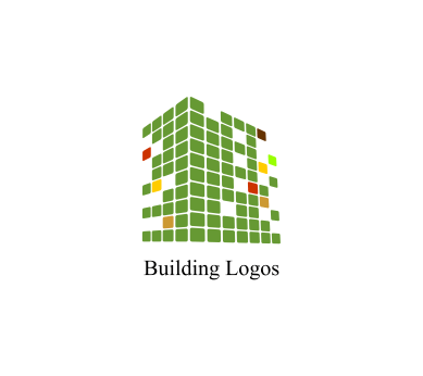 Green Building Logo - Pixel green building construction vector logo download. Vector