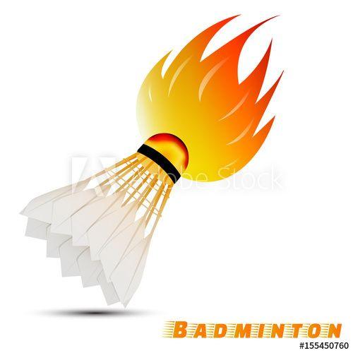 White with Red Ball Logo - shuttlecock with red orange yellow tone fire in the white background