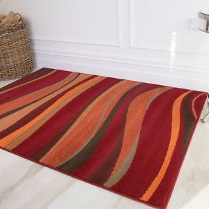 Red and Orange Wave Logo - Warm Red Brown Terracotta Orange Waves Soft Non Shed Cheap Living ...