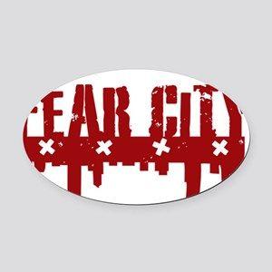 Red and White Oval Car Logo - Fear City Chicago Red And White Logo Car Accessories - CafePress
