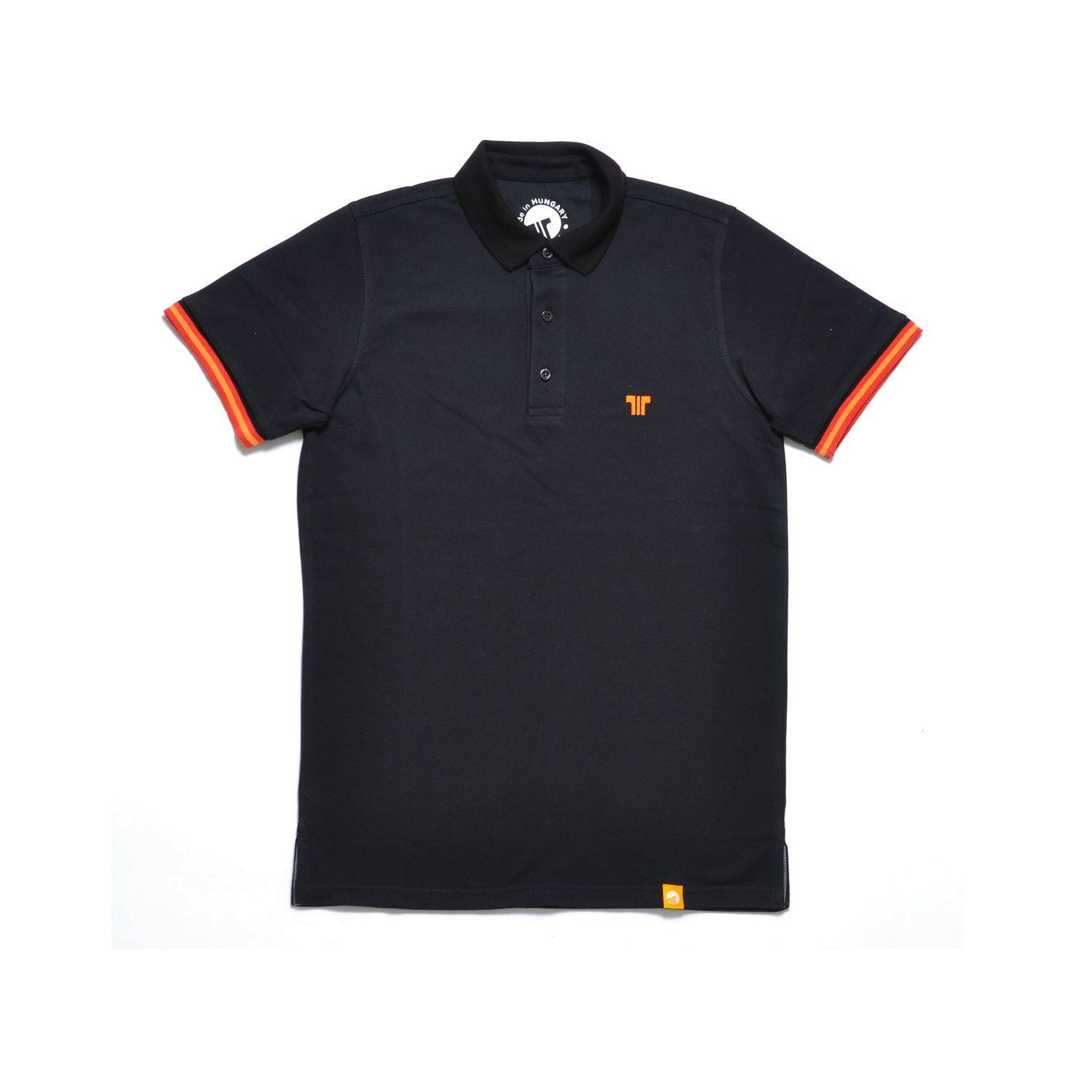 Tennis Shirt Brand Logo - Black Orange