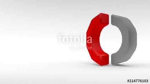 Red Ring Logo - Logo white-red ring of two halves on white background. 3d rendering ...