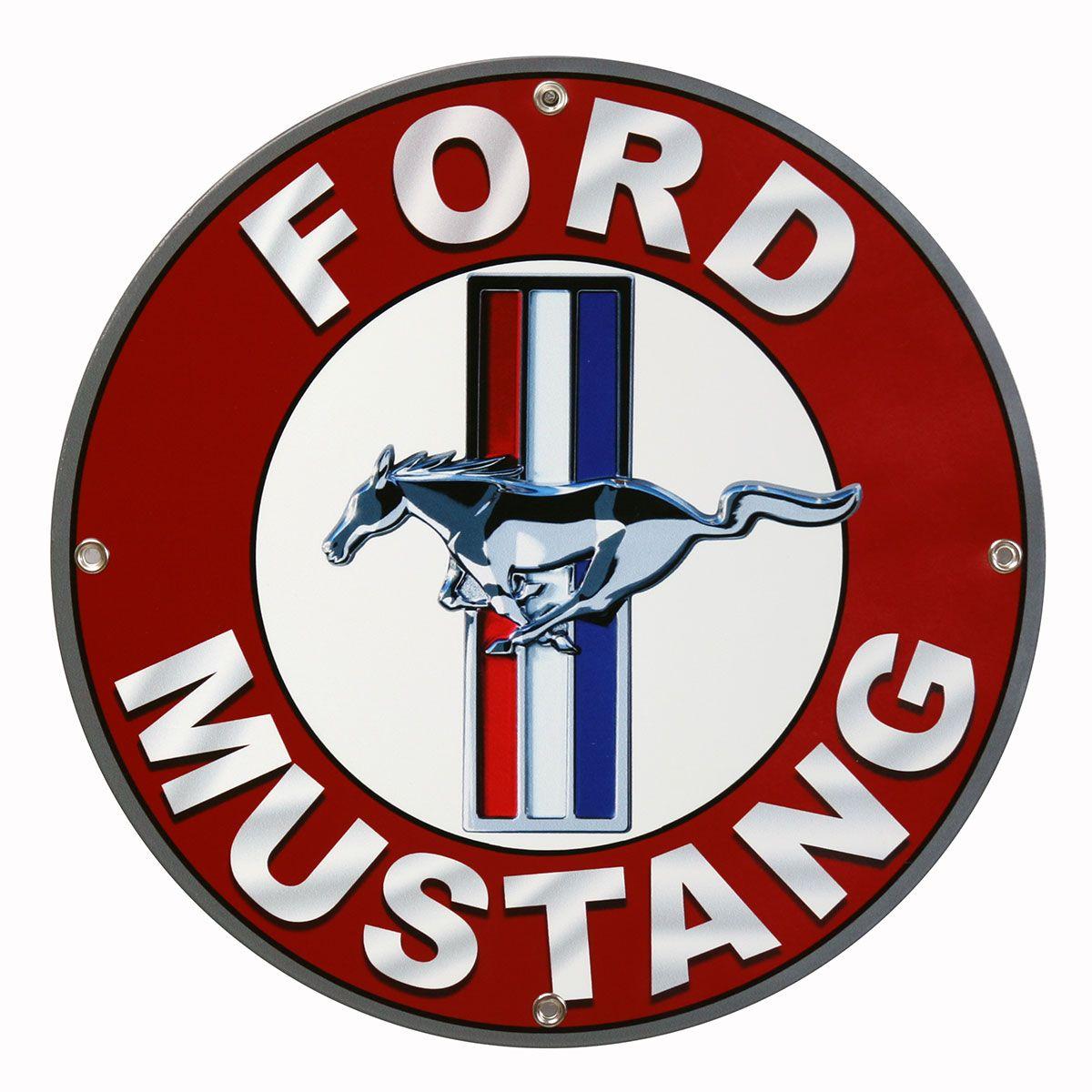 Red Ring Logo - Mustang Red Ring Logo Small Metal Sign | Ford Garage Decor ...