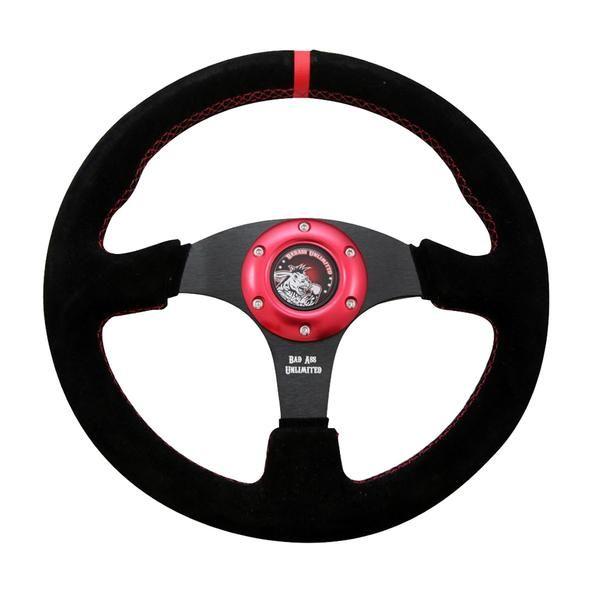 Red Ring Logo - Bad Ass Unlimited Black Suede Steering Wheel (Red Ring w/ Red Logo ...