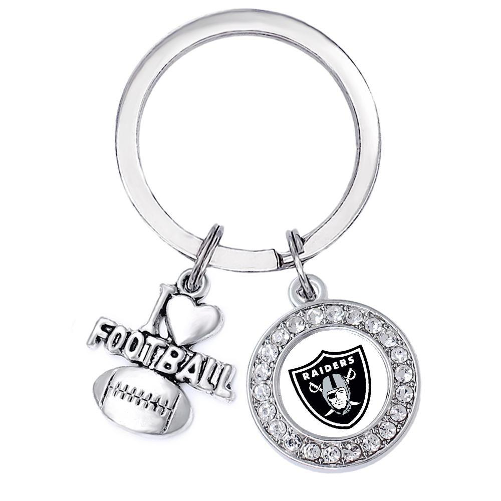 Jewelry Service Logo - Exquisite Rhinestone Inlay Metal Football Jewelry Keychain Oakland ...