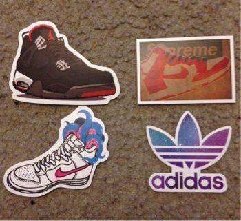 Nike Supreme Adidas Logo - Free: Lot of 4 stickers Jordan's Nike Adidas supreme shoes ...