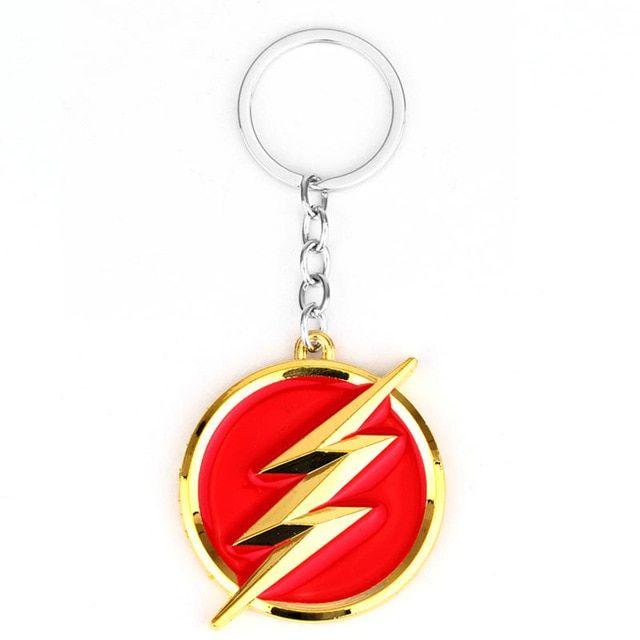 Red DC Logo - DC Comics The Flash Lightning Keychain Red Gold Logo Metal Keychain ...