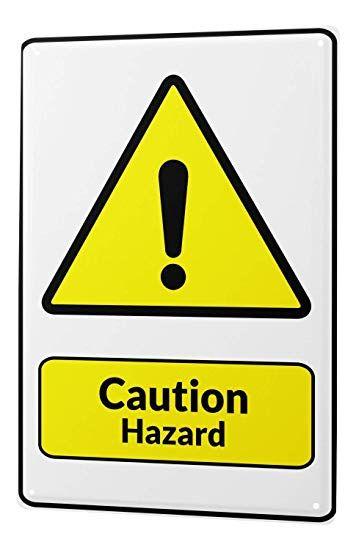 Black Yellow Triangle Logo - Tin Sign Warning Sign Caution Hazard exclamation point