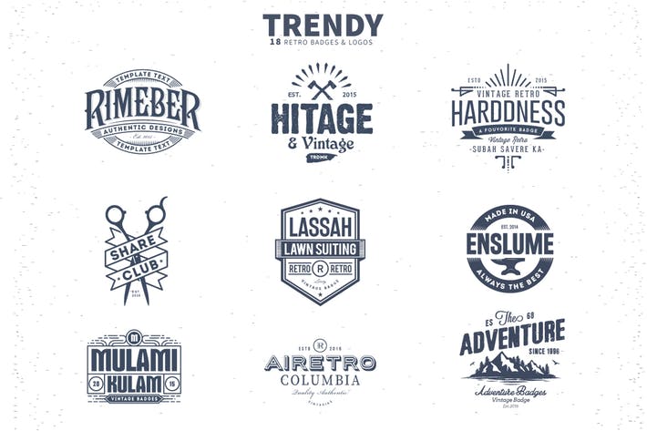Trendy Logo - 18 Trendy Retro Badges and Logos by designhatti on Envato Elements