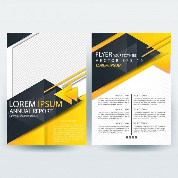 Black Yellow Triangle Logo - Business brochure template with black and yellow triangle shapes