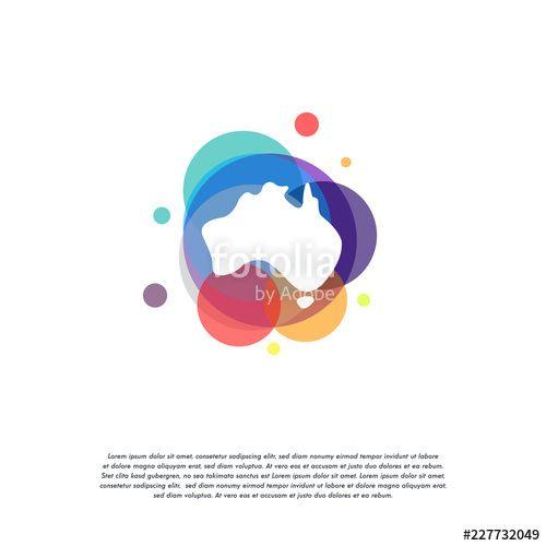 Australian Map Logo - Colorful Australian logo vector, Australia map logo designs template