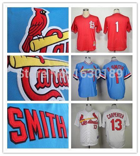 Red White and Blue Baseball Logo - st.louis cardinals jersey #1 Ozzie Smith baseball Jersey red/white ...
