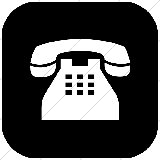 Black and White Telephone Logo - IconETC Flat rounded square white on black classica traditional