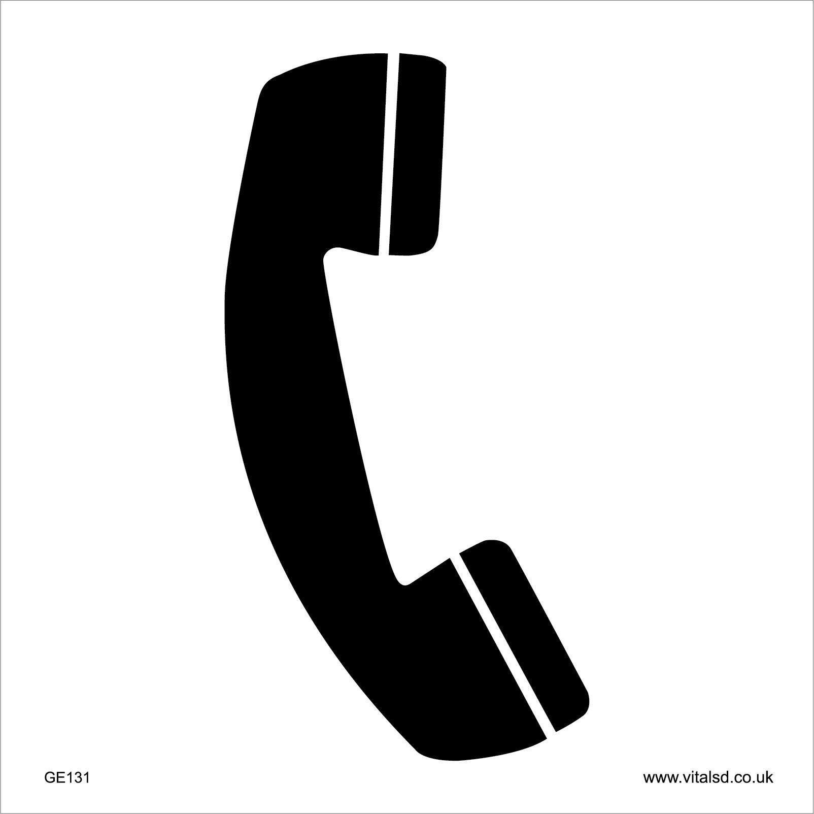 Black and White Telephone Logo - GE131-CL-0150-0150 Telephone Sign 150 X 150mm - 6 X 6