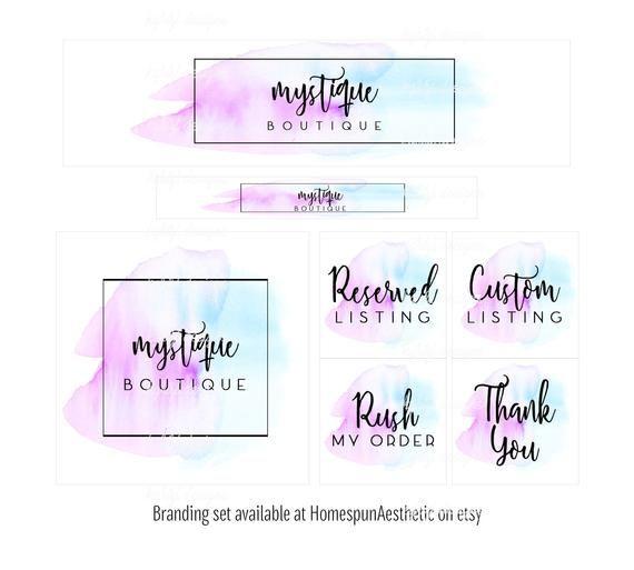 Cool Purple Logo - Mystique Abstract Watercolor Logo Cool Toned Etsy Shop Set