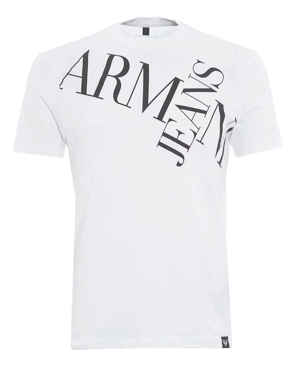 T and Cross Logo - Armani Jeans Mens Letter Cross T-Shirt, Letter Logo White Tee