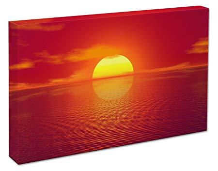 Red and Orange Sun Logo - RED ORANGE SUN SET BOX CANVAS ART PICTURE PRINT A2 A220x16