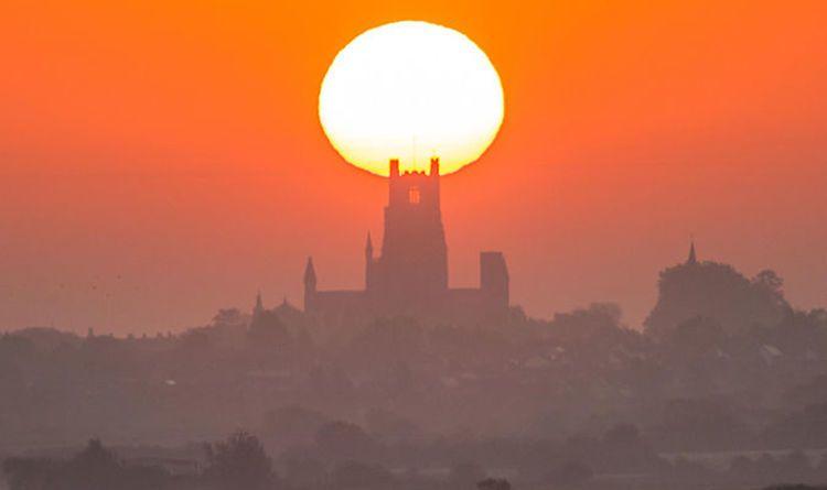 Red and Orange Sun Logo - End of world: Apocalyptic yellow sky and blood red sun rise above UK