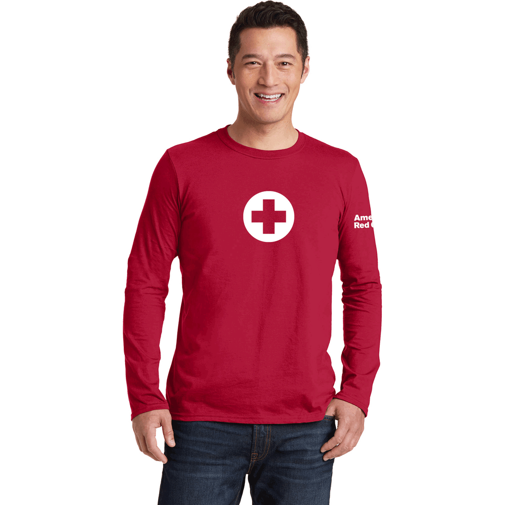 T and Cross Logo - Unisex Cotton Long Sleeve T Shirt With Logo. Red Cross Store