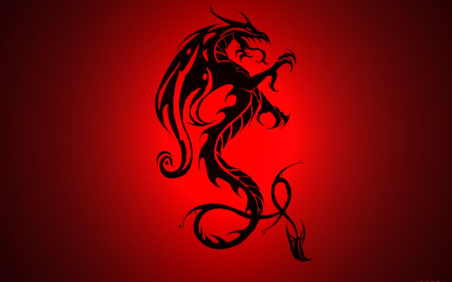 Red and Black Dragon Logo - Black dragon