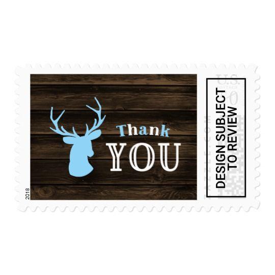 Blue Buck Logo - Rustic Wood Blue Buck Deer Thank You Postage | Zazzle.com